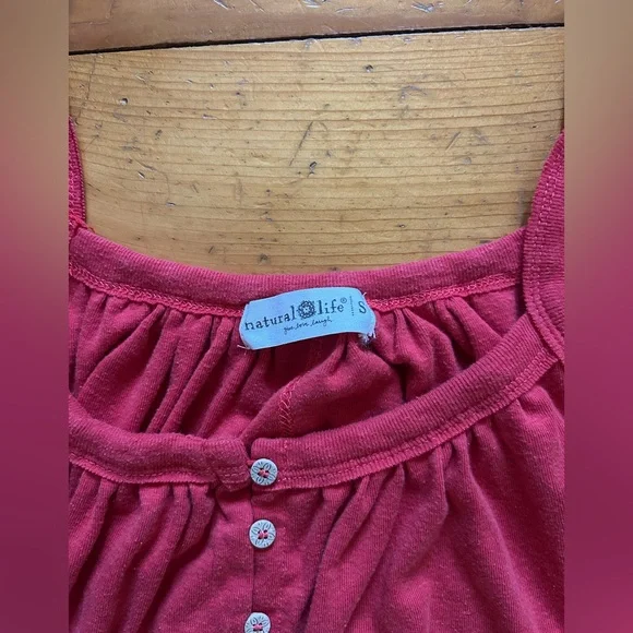 Natural Life Relaxed Button Down Midi Dress - red - Picture 4 of 5